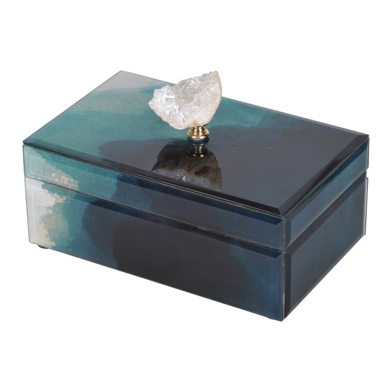 8.5" x 5" x 5" Bethany Aqua Jewelry Box, Stackable Decorative Storage Boxes With Lids - Colorful