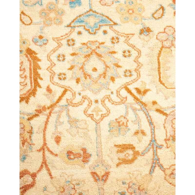 Overton Hand Knotted Wool Traditional Oriental Ivory Area Rug - 6' x 9'