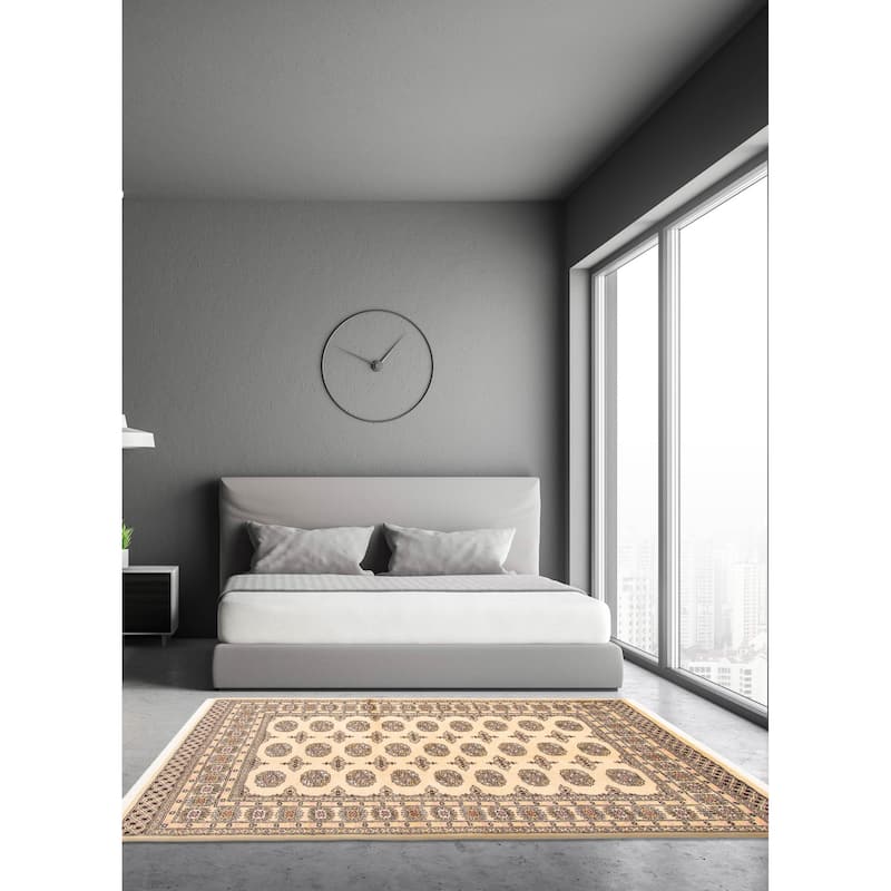 ECARPETGALLERY Hand-knotted Peshawar Bokhara Beige Wool Rug - 4'7 x 6'9