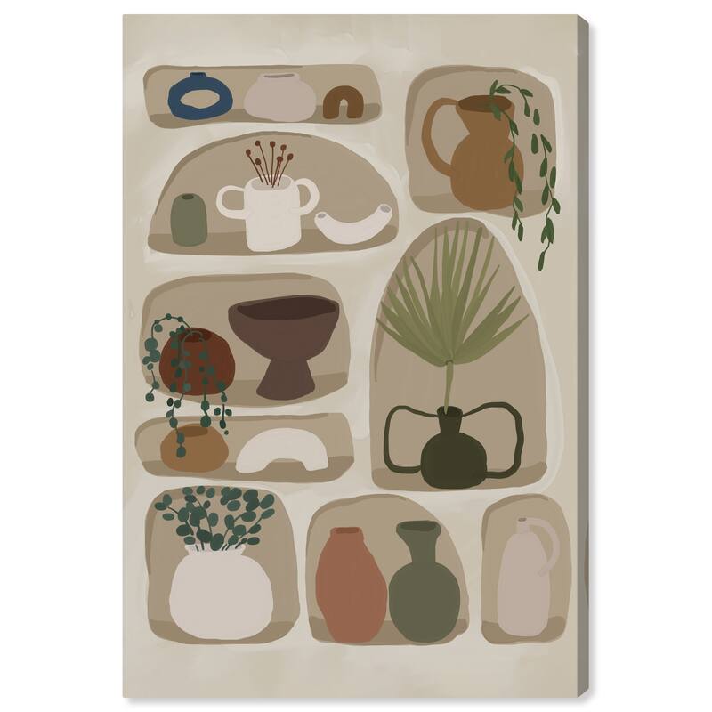 Wynwood Studio Canvas Floral and Botanical Pottery Clay Showcase Brown and Modern & Contemporary Wall Art Canvas Print