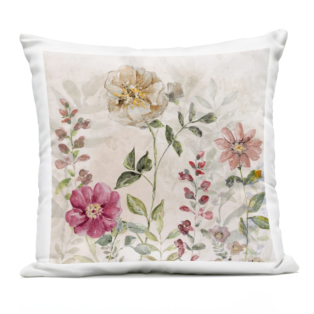 Stupell Flowers in Soft Earth Tones Printed Outdoor Throw Pillow Design by Sally Swatland
