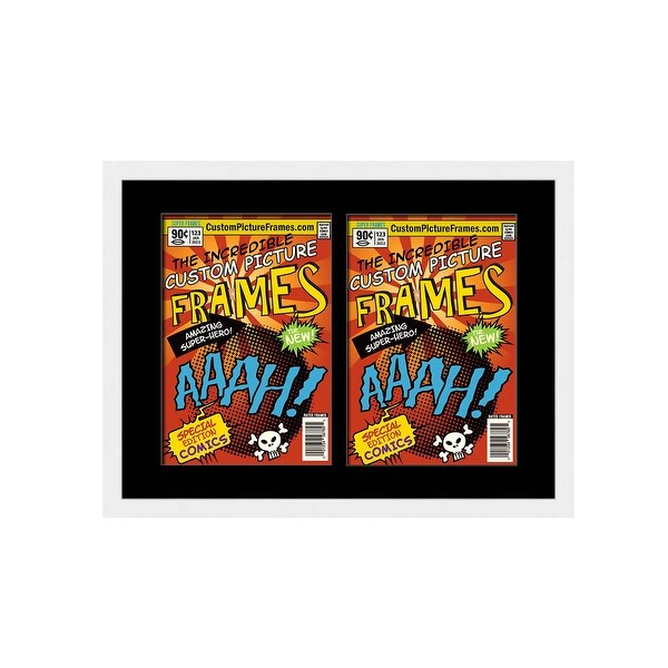White Comic Book Frame with Black Mat - To Display 2 7.25