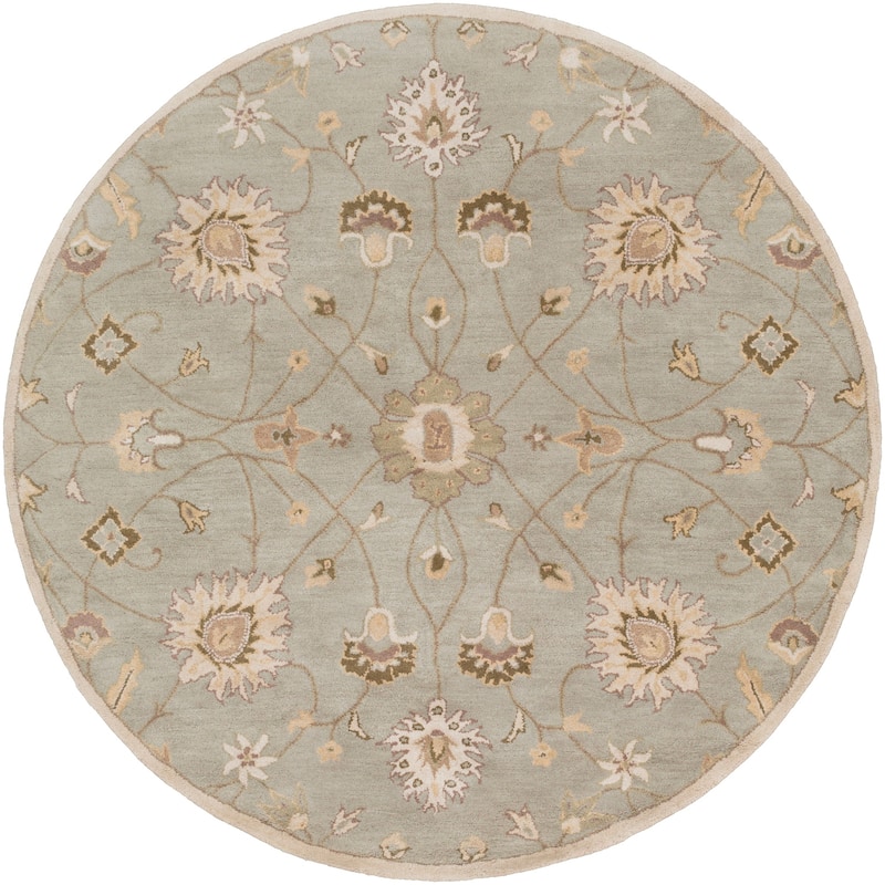 Livabliss Traditional Caesar Floral & Botanical Area Rug - 4' x 4' Round - Sage