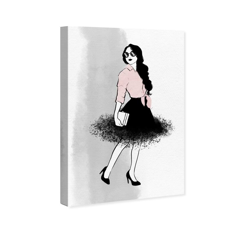 Wynwood Studio Canvas Fashion and Glam Walking in the Air Black and Light Pink Glam Wall Art Canvas Print