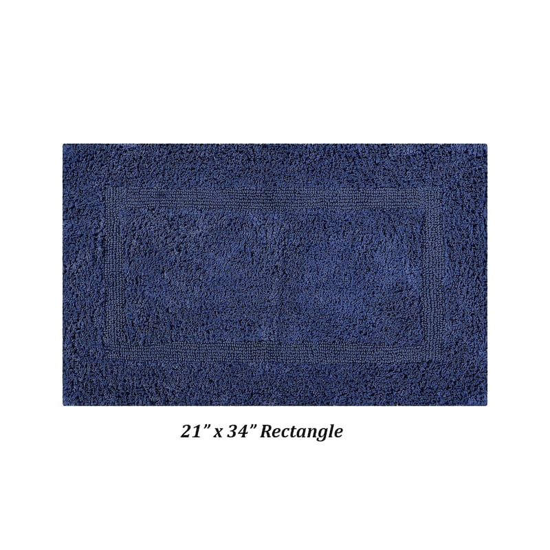 Better Trends Lux Collection 100% Cotton Reversible Tufted Bath Mat Rug - 21" x 34" Rectangle - Navy