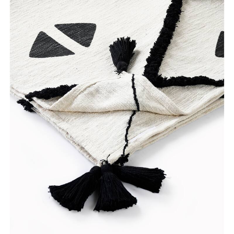 Sevita Modern Boho Tufted Diamond Cotton Standard Size Throw Blanket
