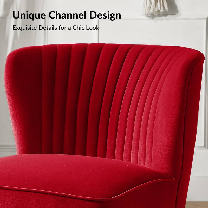 Monica 22''W Upholstered Modern Tufted Accent Side Chair with Gold Legs by HULALA HOME
