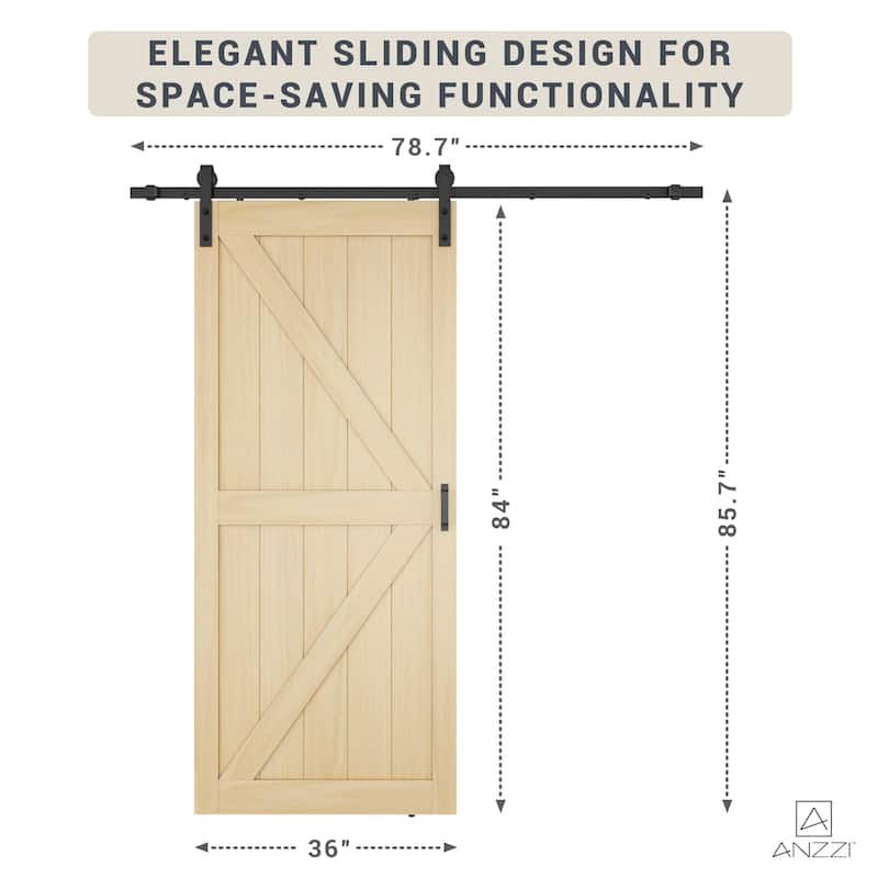 ANZZI 36"x84" Sliding Single Barn Door Kit with Hardware Included