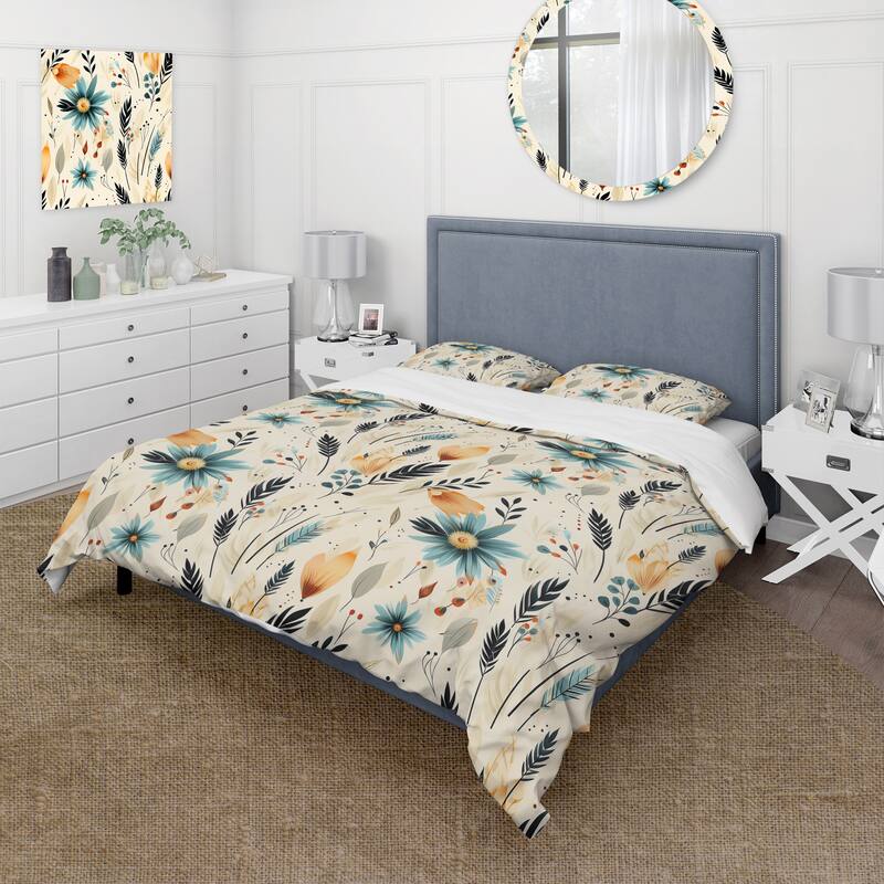 Designart "Tribal Oasis Boho Pattern" Beige Bohemian - Bedding Set With Shams