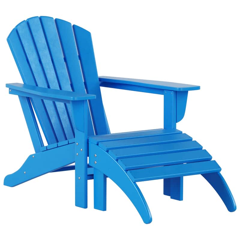 Altura Classic Outdoor Eco-Friendly All Weather Adirondack Chair with Ottoman (2-Piece Set)