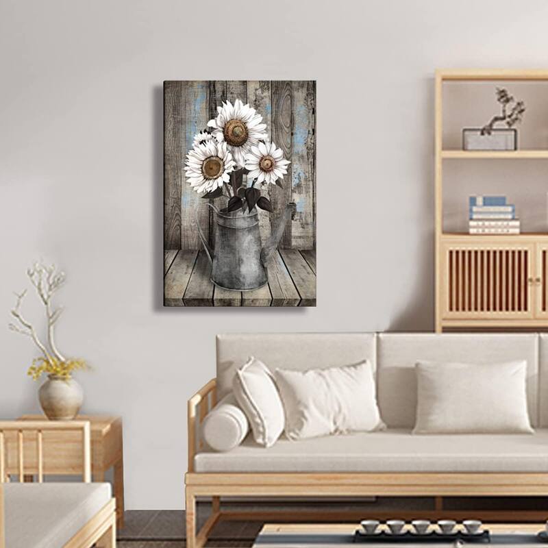 White Sunflower Wall Art Decor