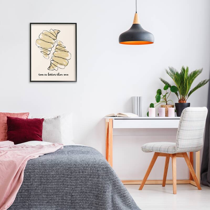 Stupell Croissants with French Phrase Framed Giclee Art Design By Lil' Rue