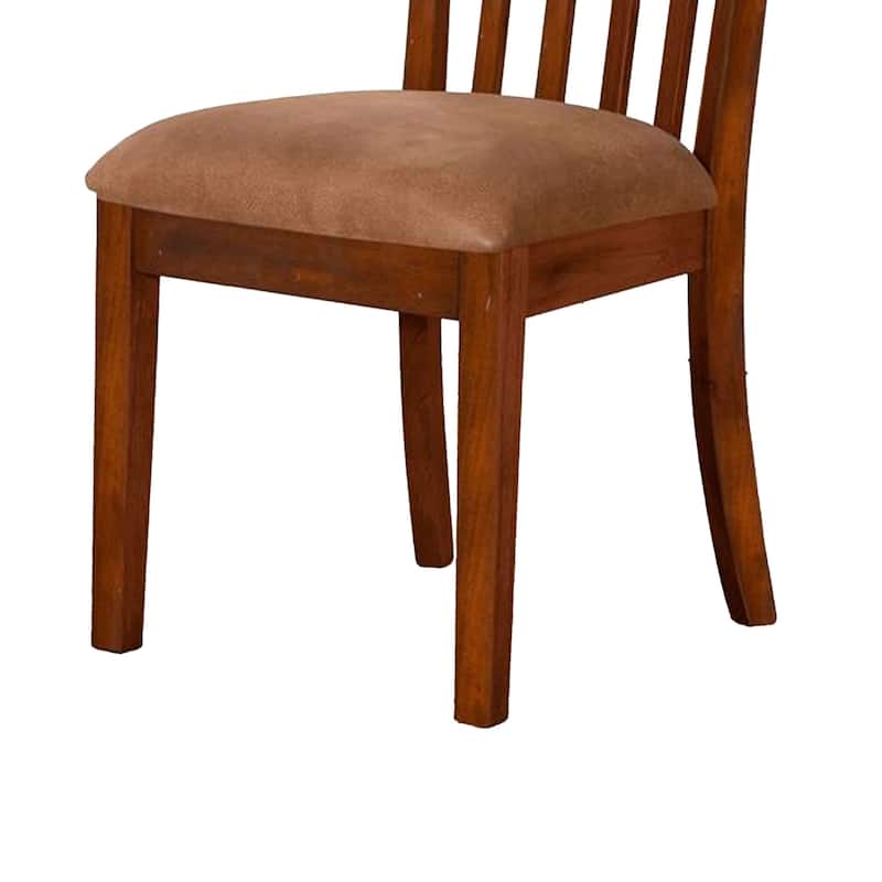 Odel Dining Side Chair Set of 2, Slatted Solid Wood Dark Brown