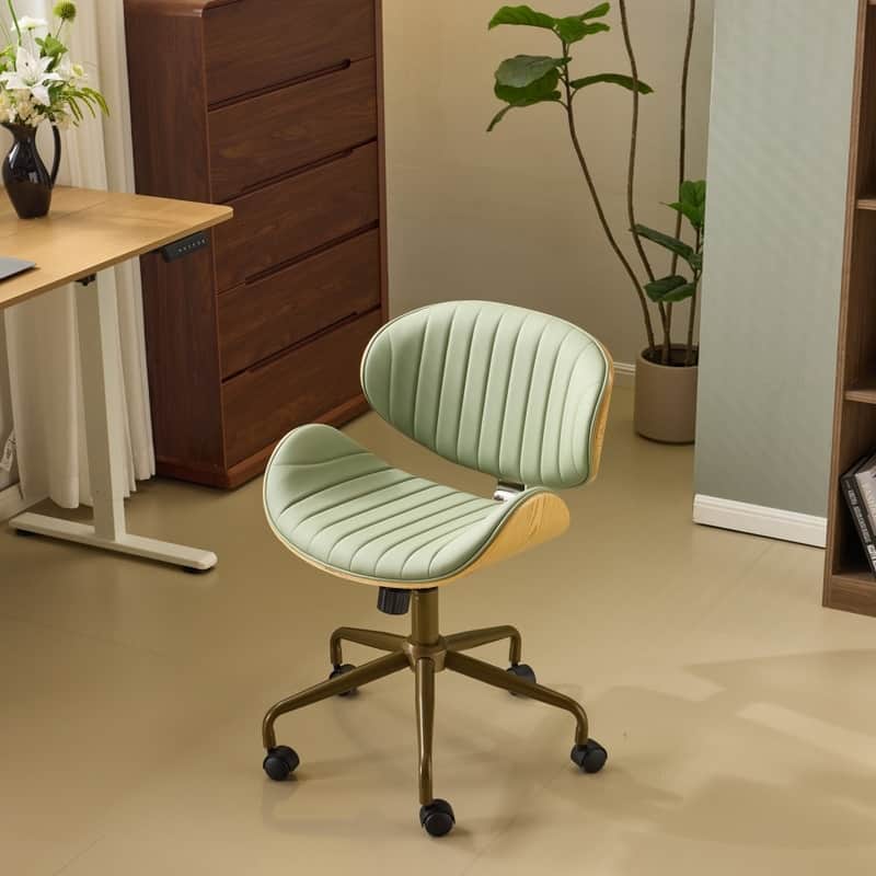 PU Curved Office Chair With Antique Bronze Base