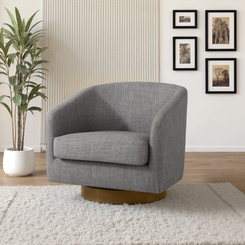 2 Set Modern Wide Round Swivel Accent Barrel Chairs