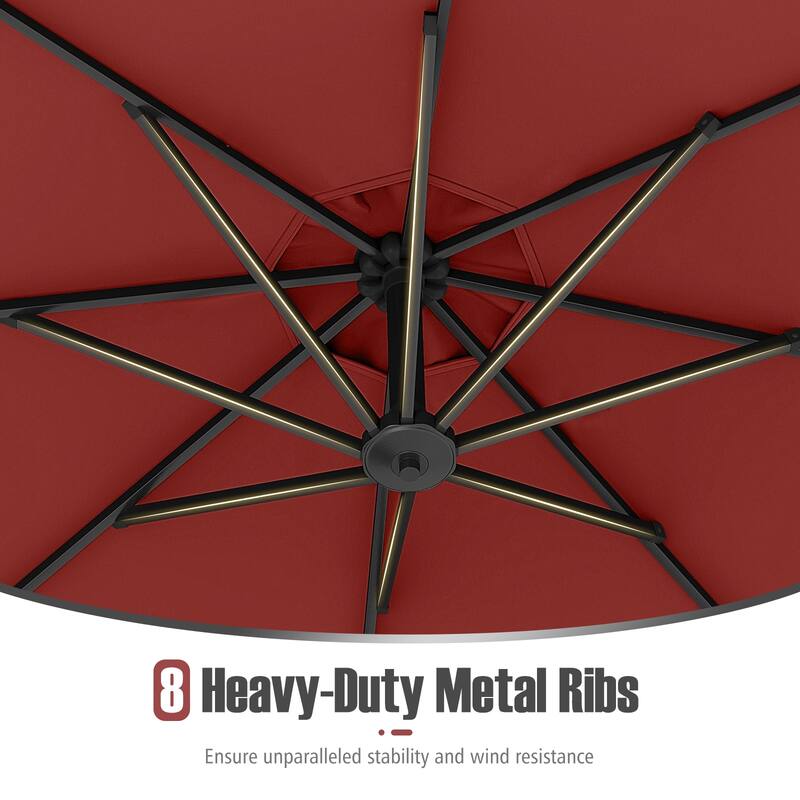 10 Feet Patio Offset Umbrella with Weighted Base 360° Tilt Cantilever Shade for Deck and Garden