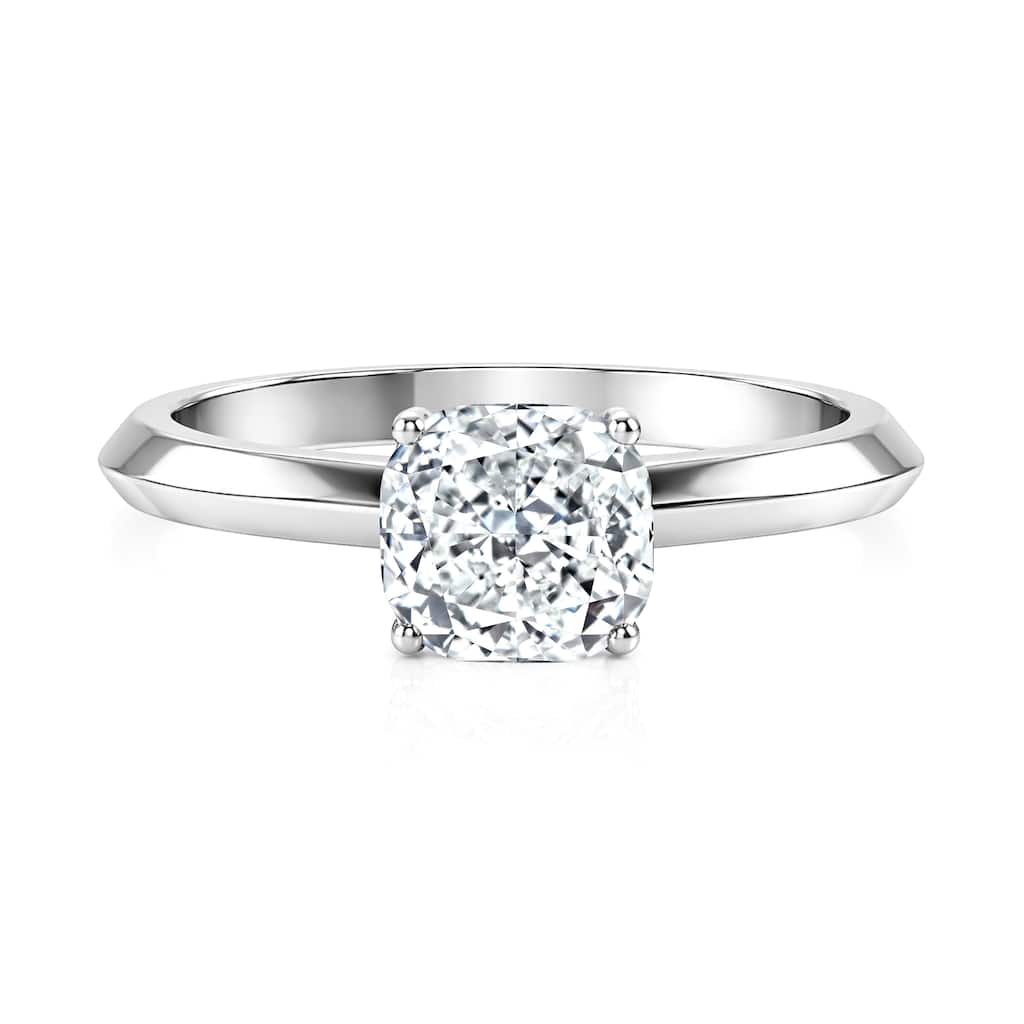 Auriya 14K Gold Knife Edge Lab Grown Cushion Diamond Engagement Ring 1.00 - 5.00ct. tw. (F-G, VS)