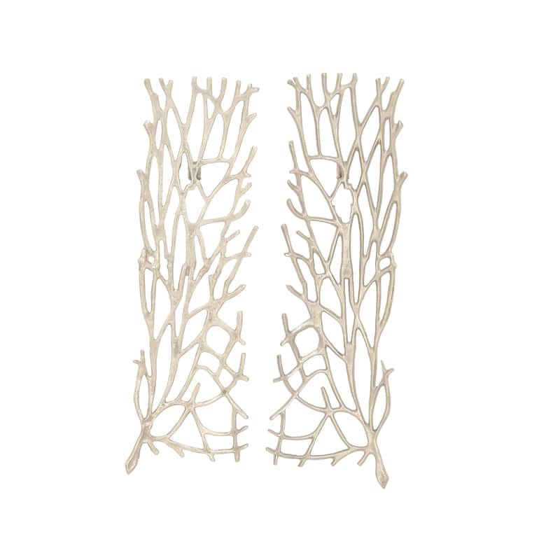 Aluminum Metal Coral Inspired Wall Decor - Set of 2 Gold or Silver - Roche River Decor