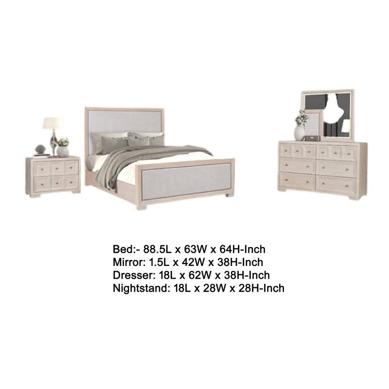 Kizie 5pc Queen Bedroom Set with 2 Nightstands, Tawny Brown, Gray
