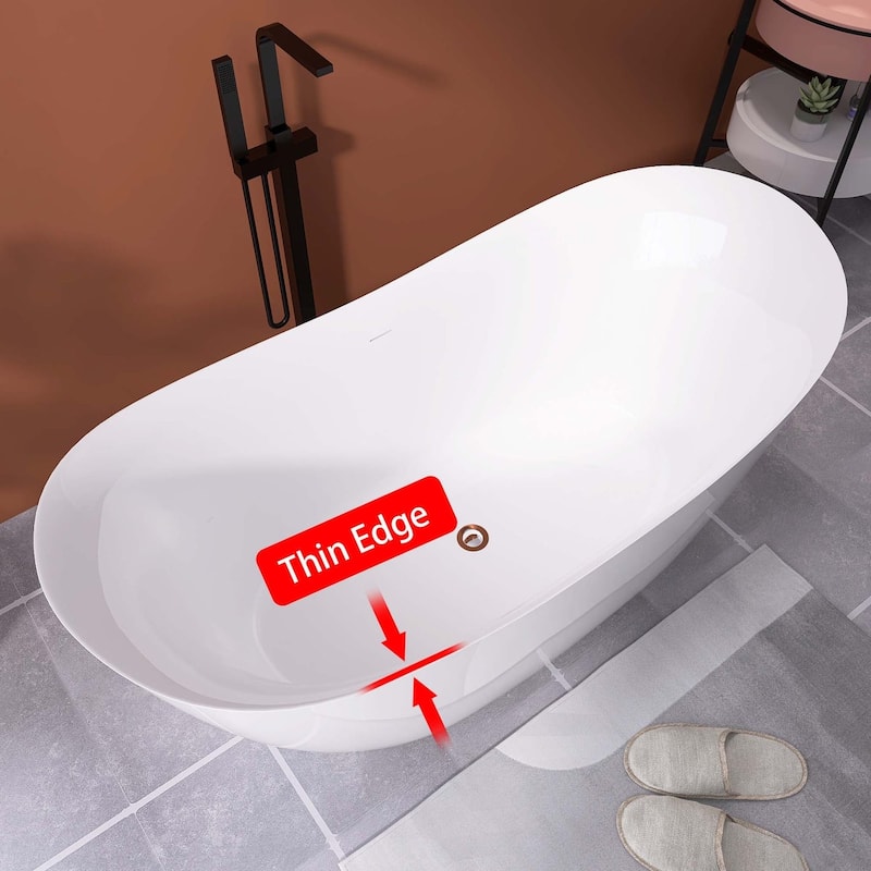 66 in. x 32 in. Acrylic Freestanding Soaking Bathtub in White