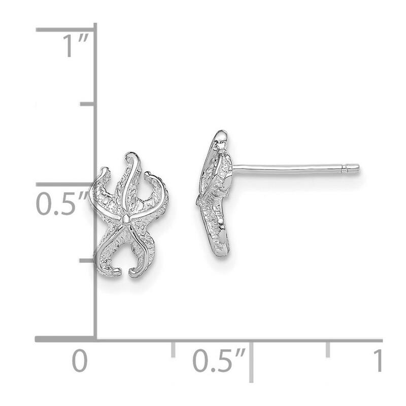 Curata 14k Yellow or White Gold Small Sea shell Nautical Starfish Post Earrings 10.3x6.5mm