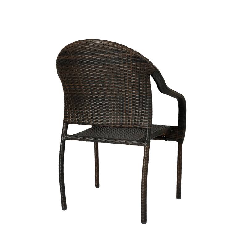 Rhodos Cafe Stacking Chair In Mocha All-Weather Wicker 4pk