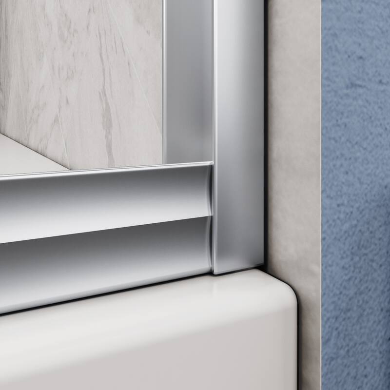 Elegant Double Sliding Shower Door 58.5-60 x 72" Width Cutting Guide Rail Adjustment Reversible installation