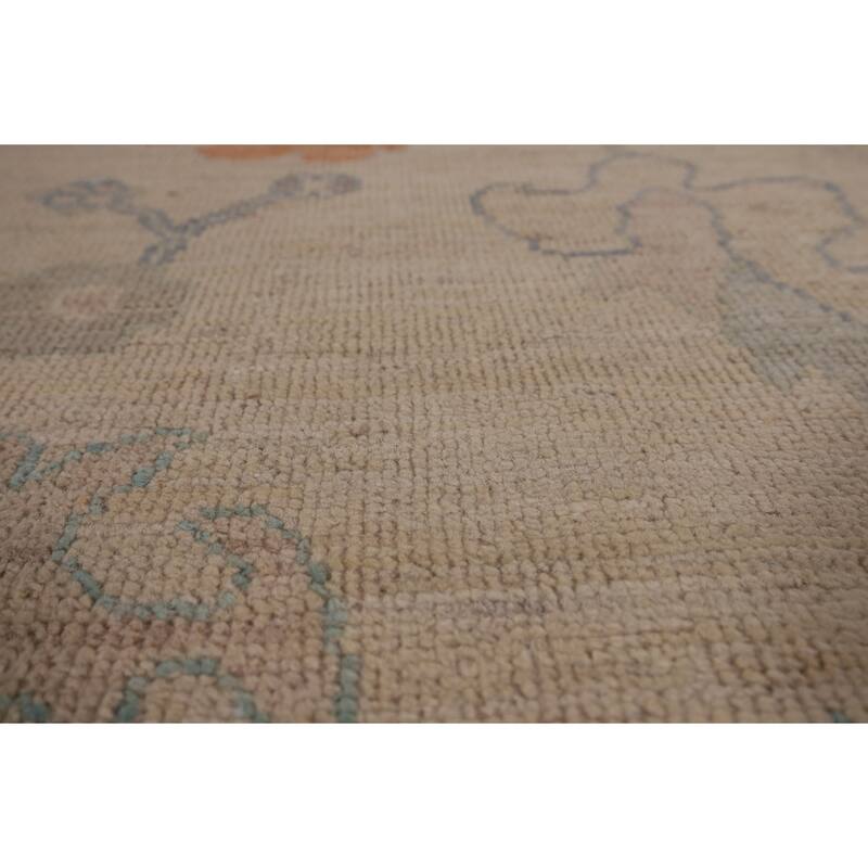 Vegetable Dye Oushak Area Rug Hand-Knotted Floral Wool Carpet - 8'1" x 10'0"