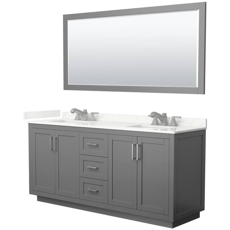 Wyndham Collection WCF292972D-QTZ-US3M70 Miranda 72" Free Standing - Dark Gray / Giotto Quartz Top / Brushed Nickel