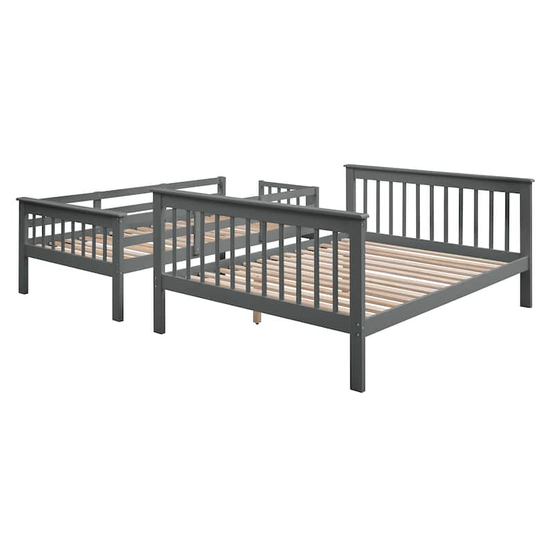 Twin-Over-Full Pine Bunk Bed with Storage Staircase