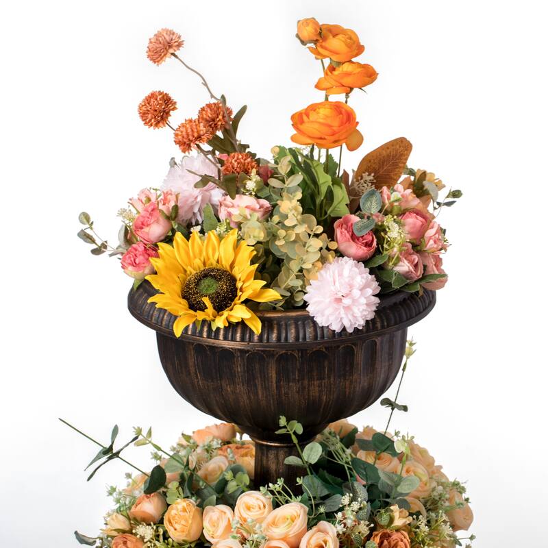 Garden Triple Stacked Flower Bowl Urn Tier Planter Decoration
