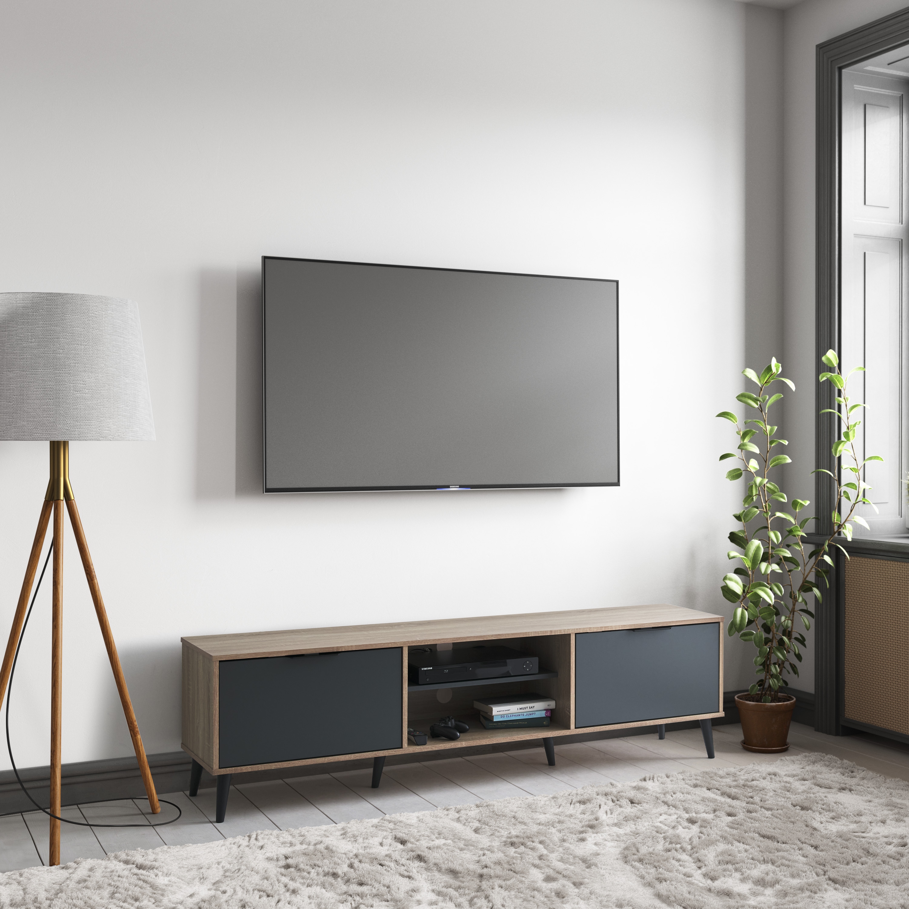Grey Mahogany Finish TV Stands Bed Bath Beyond