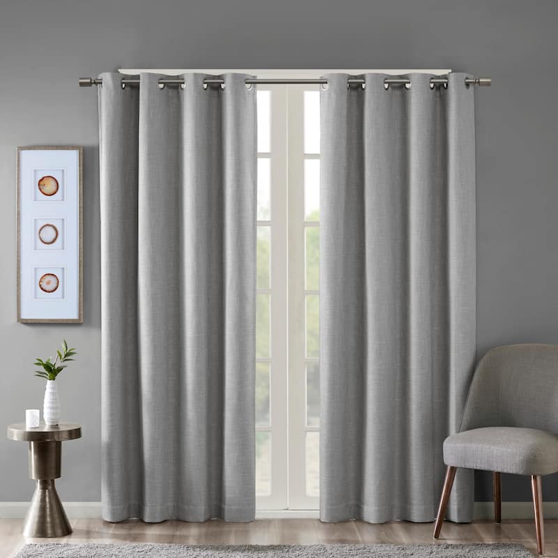 Arlie Printed Heathered Blackout Single Window Curtain Panel by SunSmart - 50"W X 84"L - Grey