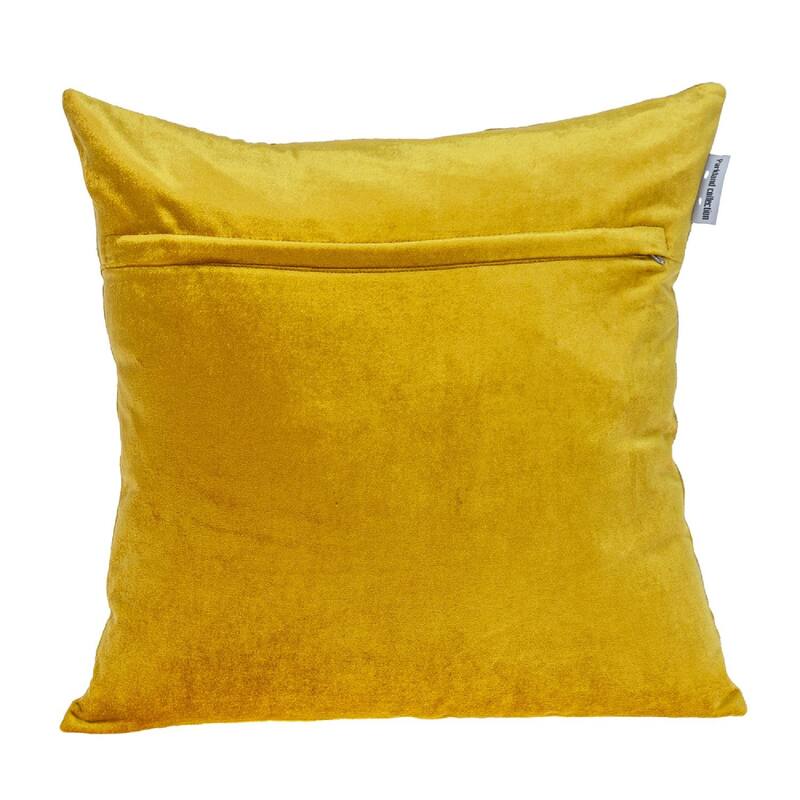 18" Yellow and Beige Transitional Square Throw Pillow