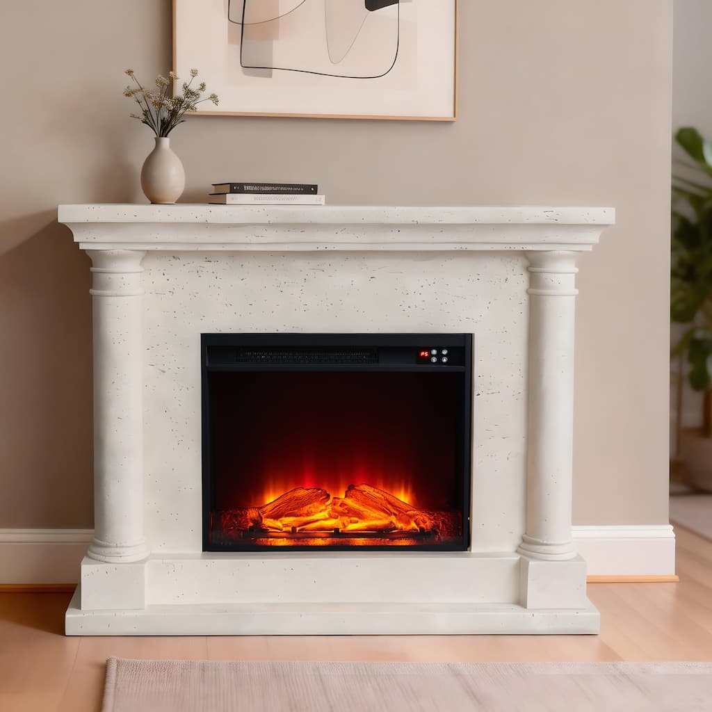 44.5" MGO Freestanding Mantel with 23" Electric Fireplace Insert for Living Room & Bedroom
