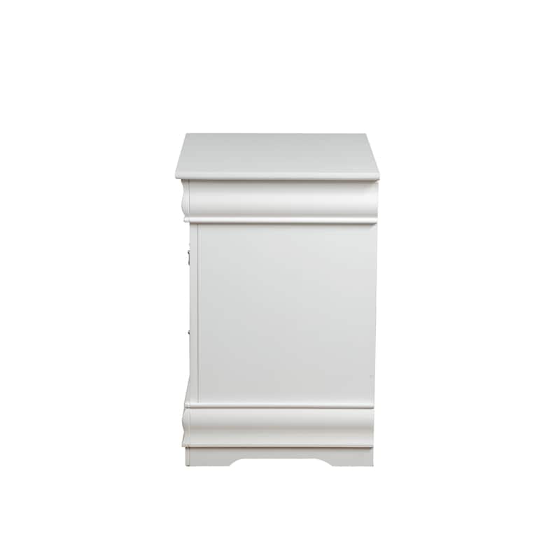 Modern White Nightstand with Two Spacious Drawers