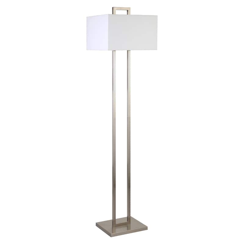 Metal Traditional Floor Lamp with Linen Shade and Rotary Socket Switch Rectangular Shape - 16” x 14” x 68” (D x W x H)