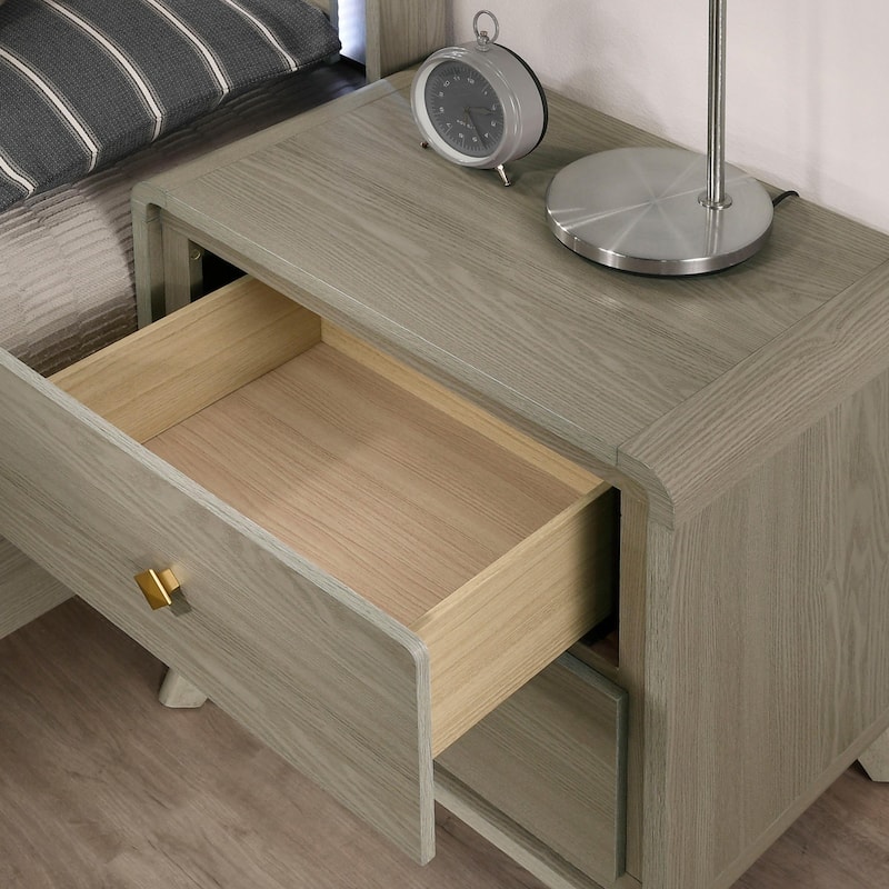 Furniture of America Thaila Modern Grey Wood 2-Drawer Nightstand (Set of 2)