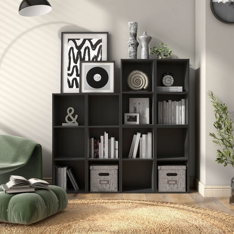 DH BASIC Modern Wood Customizable Stackable Storage Organizer - Cube Shelves, Drawer Cabinet, Bookcase with Doors by Denhour