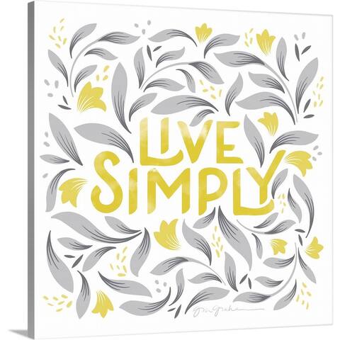 GreatBIGCanvas "Calm Words I Yellow Gray" Light Yellow Gray 12" in. W x 12" in. H Unframed Canvas Art Print
