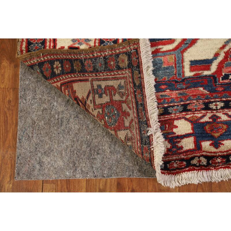 Hand Knotted Oriental 100% Wool Carpet Traditional Geometric Beige & Ivories Heriz (serapi) Area Rug - 7' 3'' X 4' 8''