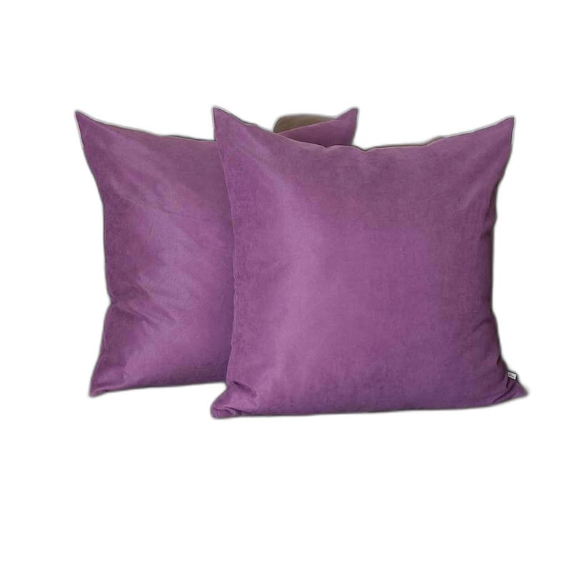 HomeRoots Set of Two 22" Purple Fabric Throw Pillow Covers