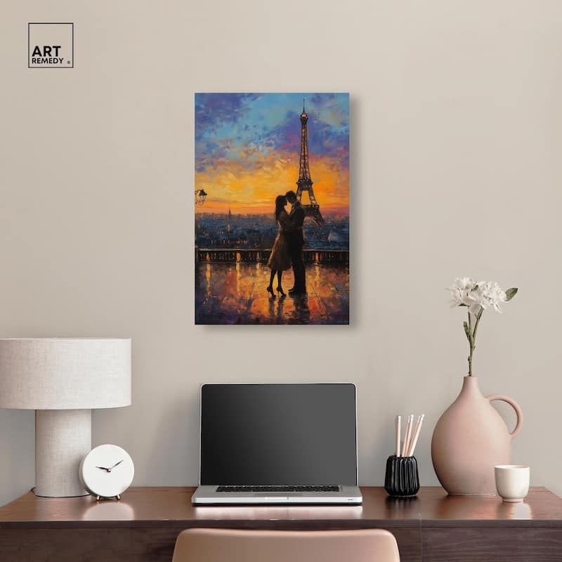 Eiffel Tower Romance Canvas by Art Remedy, Gallery Wrapped