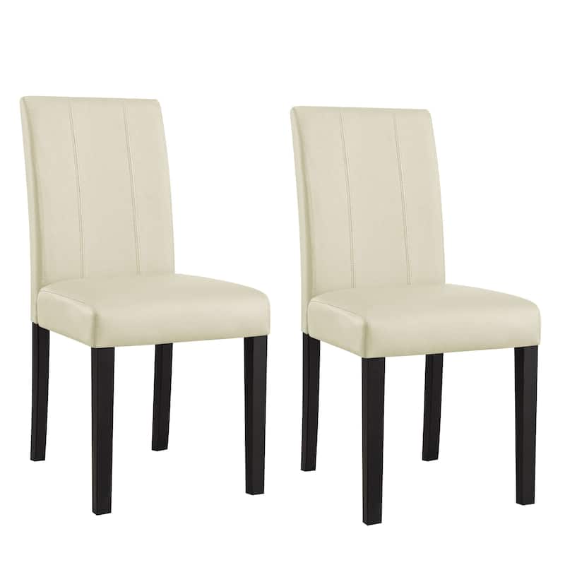 Subrtex(Set of 2)Faux Leather Parsons Upholstered Dining Chair - White
