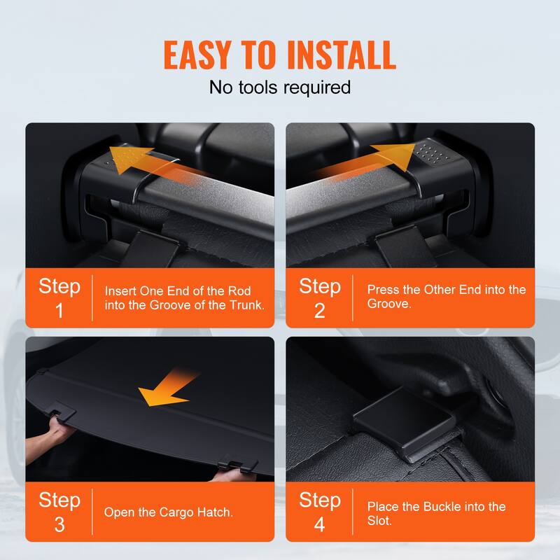 Retractable Cargo Cover, Upgraded Waterproof Trunk Cover Security Shield Shade, UV Resistant Rear Trunk Cover