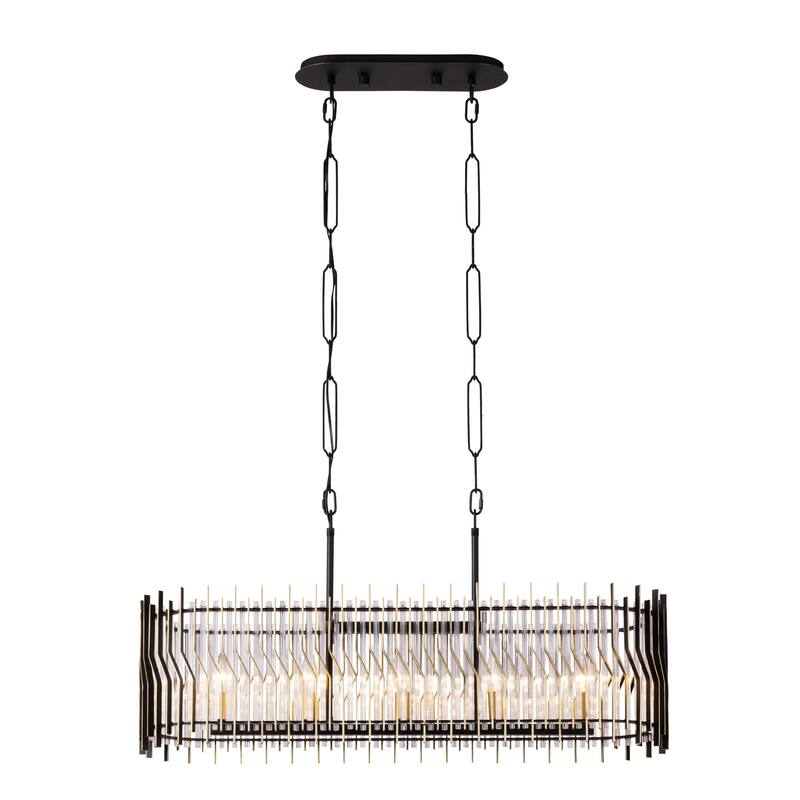 Varaluz Park Row Linear Pendant - Matte Black/French Gold - 36"W