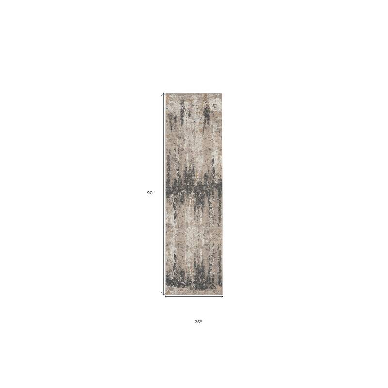 Jotis Power Loomed Abstract Modern Area Rug By HomeRoots - 90' X '26' X '0.38