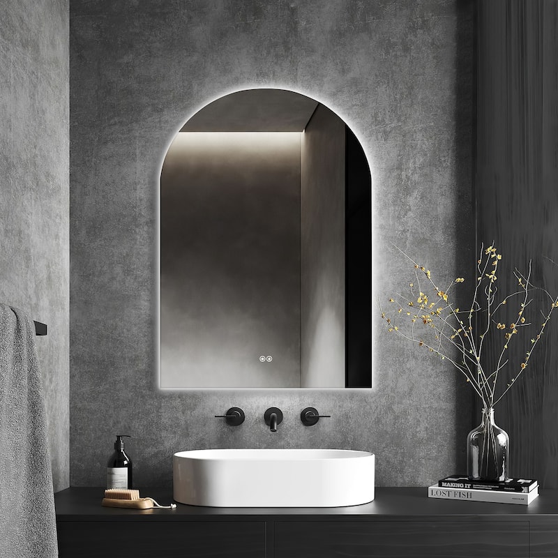 Arch LED Anti-Fog Wall Mirror Bathroom Mirror Vanity Mirror - 40x30 - Silver