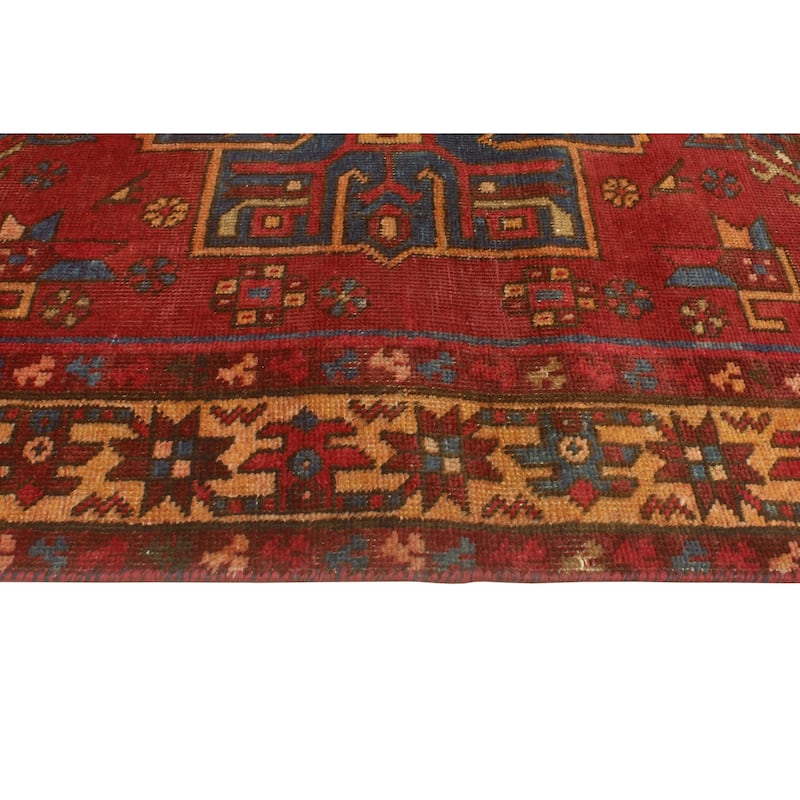 Fine Vintage Distressed Negin Red/Navy Runner - 3'2" x 12'9"