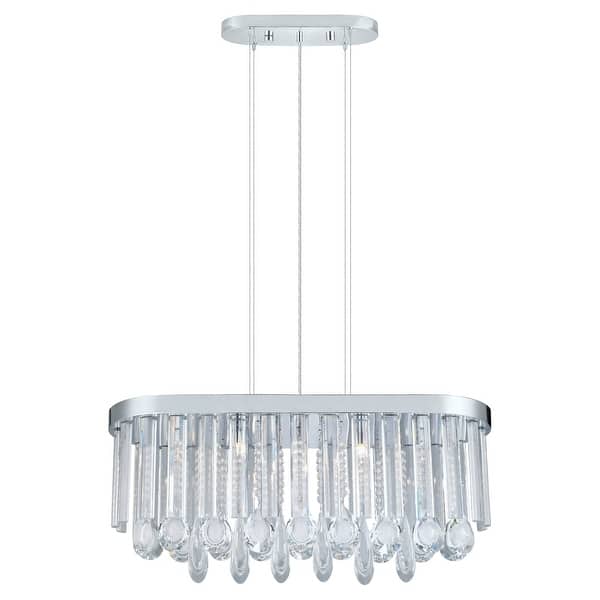 slide 1 of 1, Eglo Calaonda 7-Light Chrome Oval Pendant with Clear Crystals
